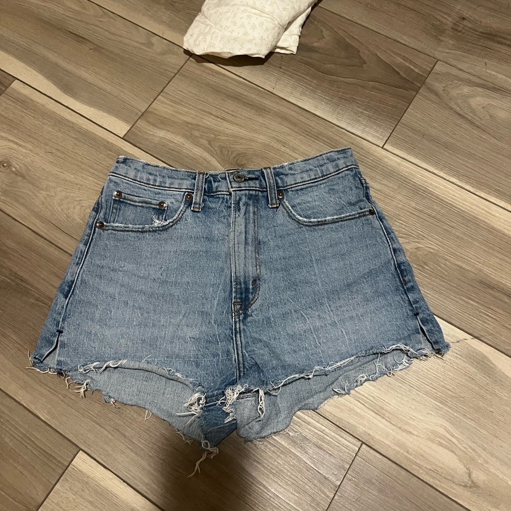 Abercrombie & Fitch Light Blue High-Rise Denim Shorts